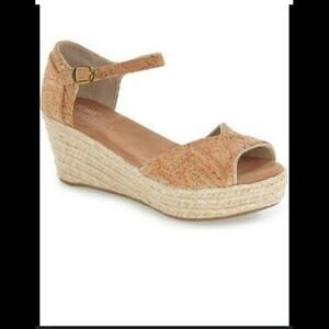 Tom's Cork Glitz Espadrille Wedge Cork Sandal